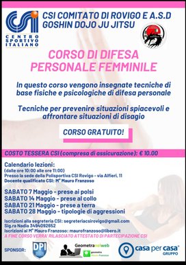 Corso di difesa personale femminile a ROVIGO - CSI - Maggio 2022